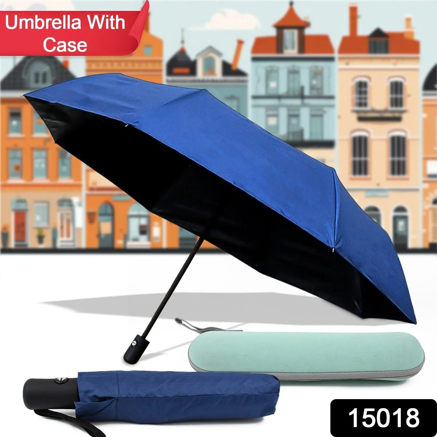 2-Fold Manual Open Umbrella (Umbrella With Case / 1 Set / Mix Color)