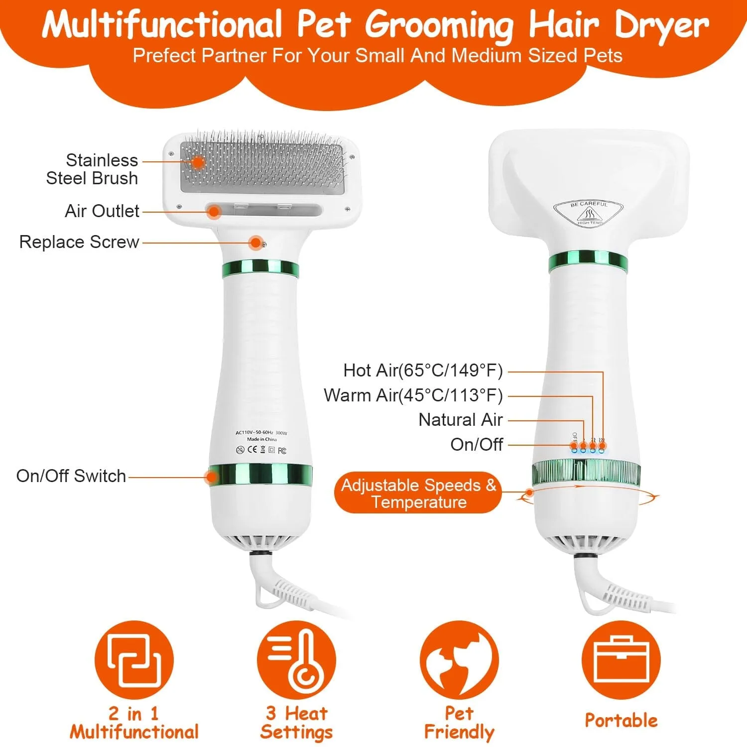 2-in-1 Multifunctional Pet Grooming Hair Dryer