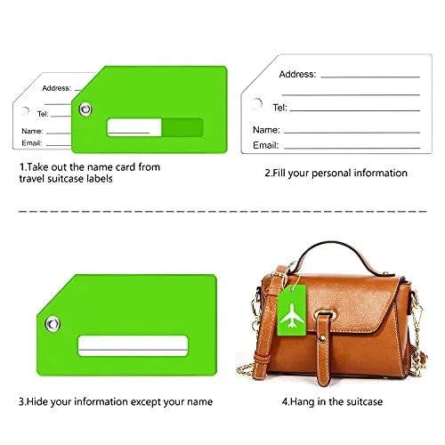 5 Pack Silicone Luggage Tag with 10 Pcs. Name Card