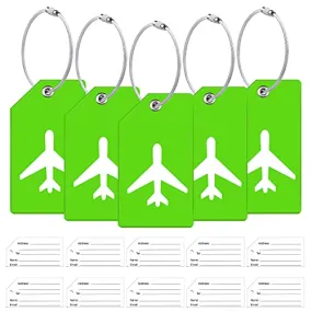 5 Pack Silicone Luggage Tag with 10 Pcs. Name Card