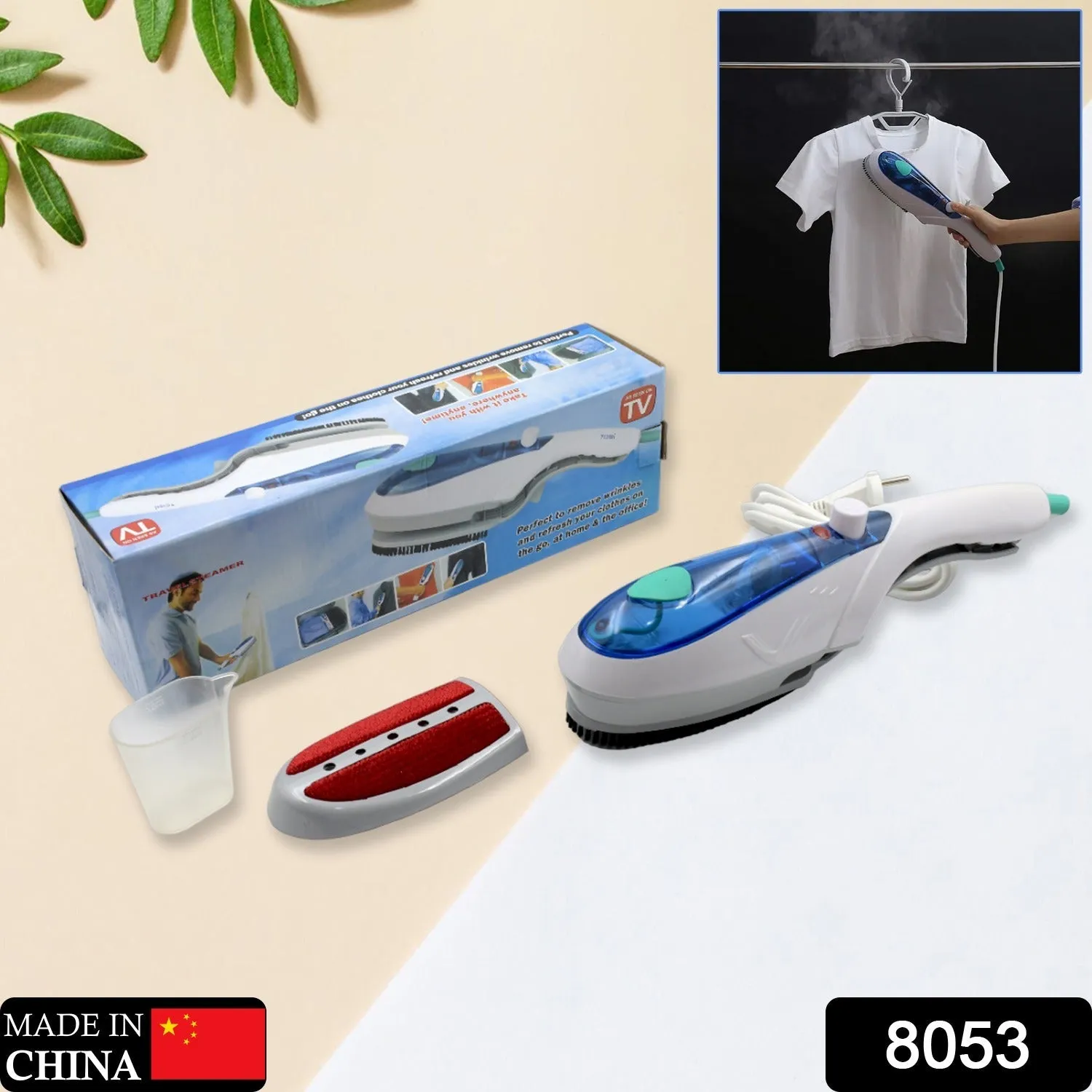 8053 Portable ironing machine,1 Set Steam Iron Hand Held Crease Removal Portable Ironing Clothes ABS Brush Plush Toy Garment Steamer for Home Steam Iron, for Clothes, Travel Steamer