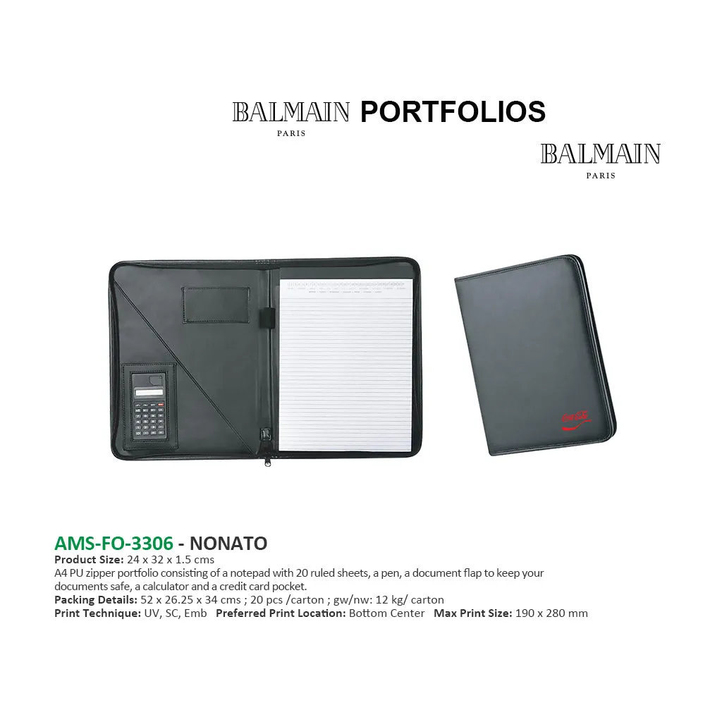 AMS-FO-3306 - NONATO  -  BALMAIN Leather Portfolio