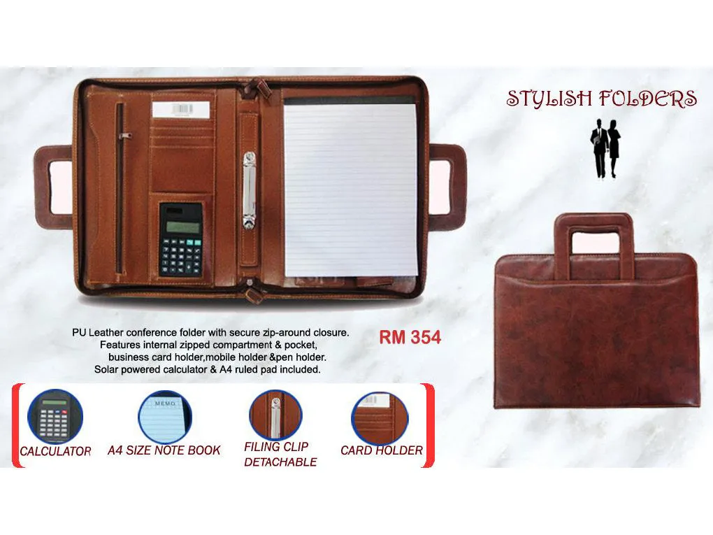 AMS-RM-354 - PU Leather portfolio (Brown)