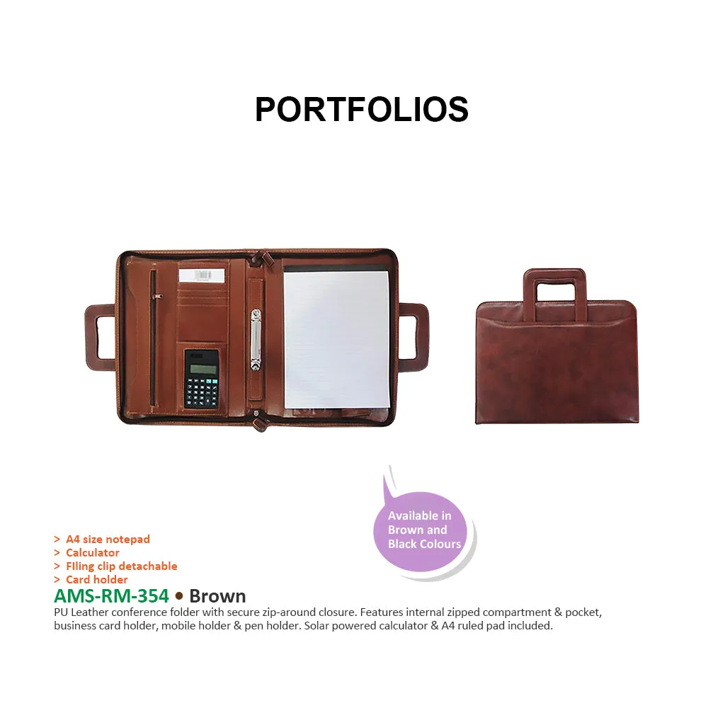 AMS-RM-354 - PU Leather portfolio (Brown)