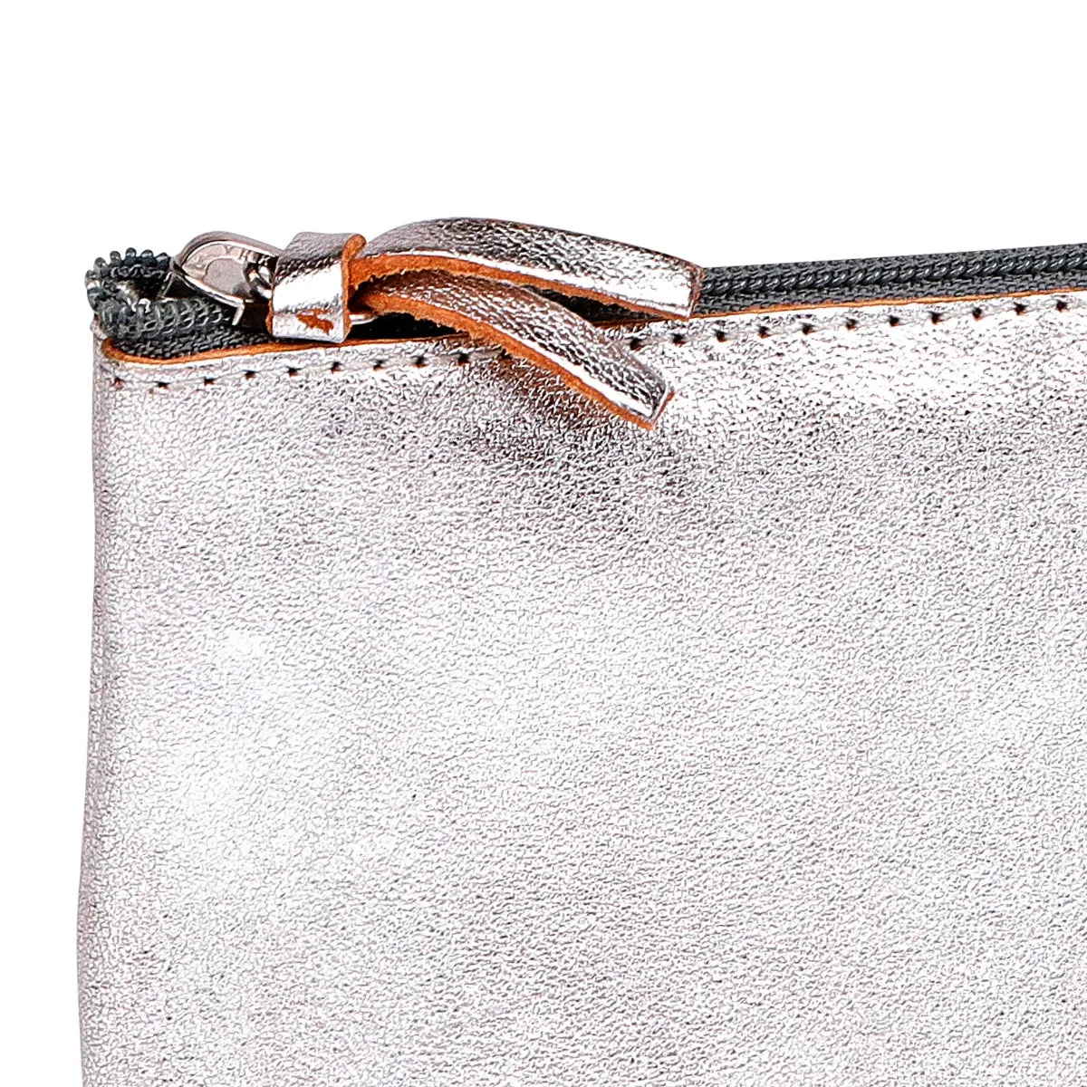 Clairefontaine Leather Flat Pencil Case, Silver