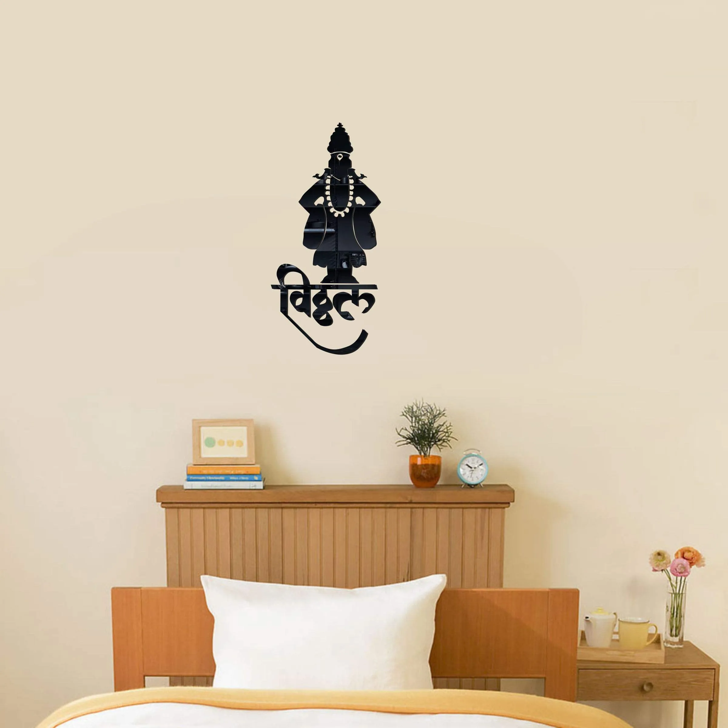 Decor Kafe Shri Krishna Acrylic 3D Mirror Wall Sticker (Black)_MBL196