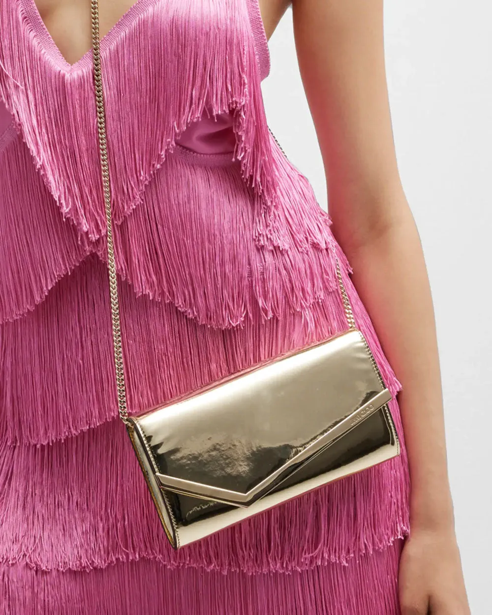 Emmie Flap Patent Clutch in Gold