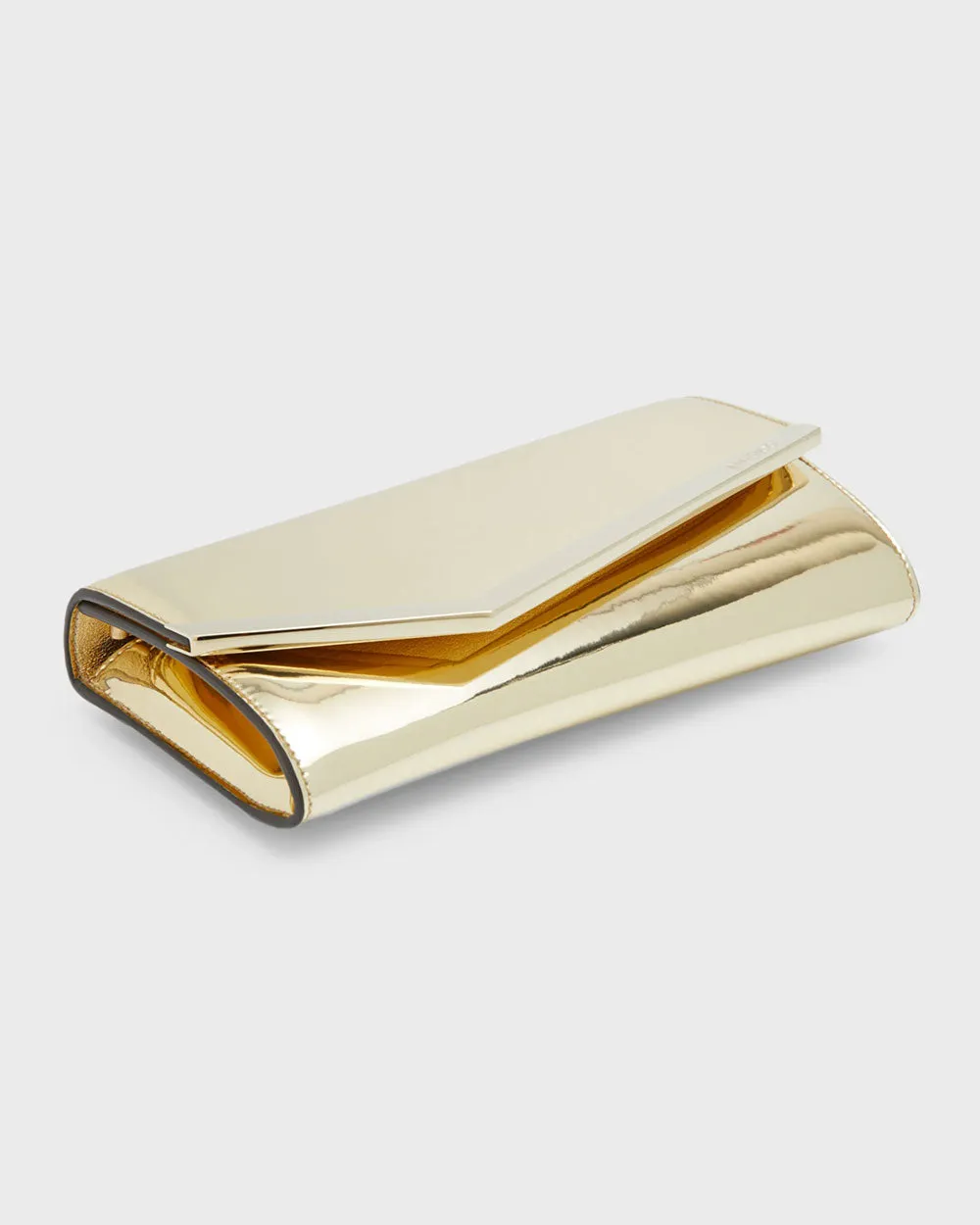 Emmie Flap Patent Clutch in Gold