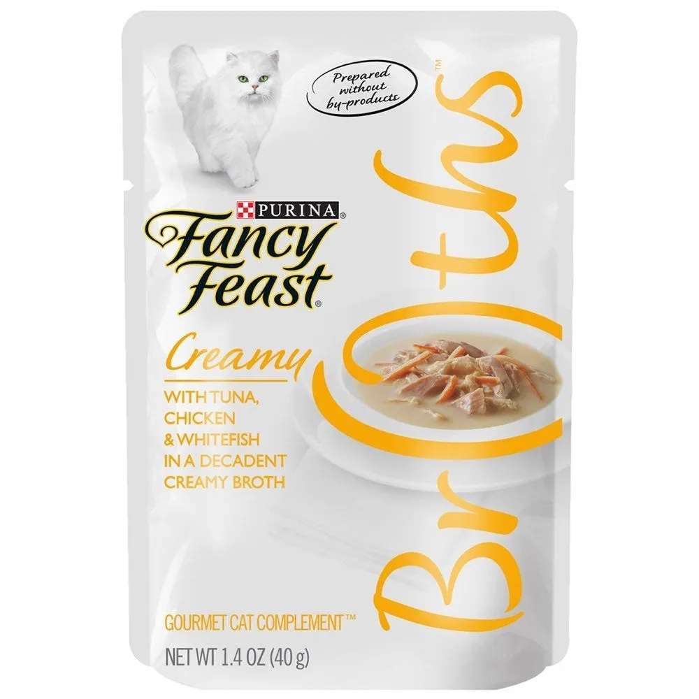 Fancy Feast Creamy Broths Tuna, Chicken & Whitefish Pouch Cat Food 40g x16