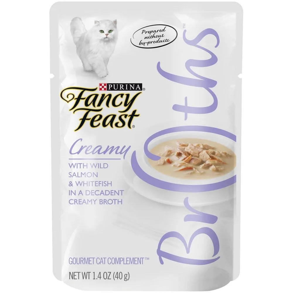 Fancy Feast Creamy Broths Wild Salmon & Whitefish Pouch Cat Food 40g x16