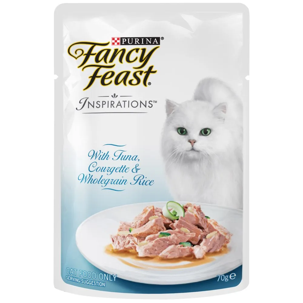 Fancy Feast Inspirations Tuna, Courgette & Whole Grain Rice Pouch Cat Food 70g x12