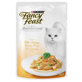 Fancy Feast Inspirations Turkey, Green Peas & Carrots Pouch Cat Food 70g x12