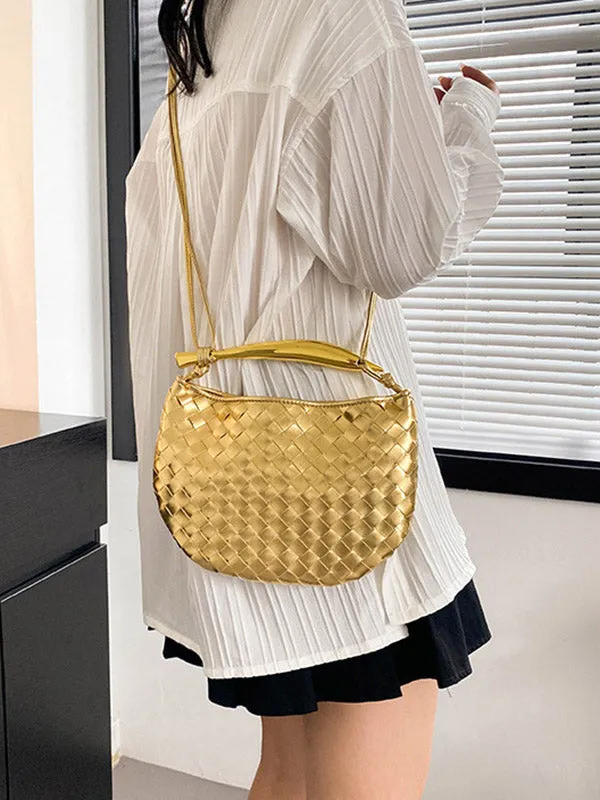 Geometric Shiny Woven Handbags Crossbody Bags