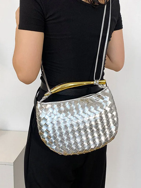 Geometric Shiny Woven Handbags Crossbody Bags