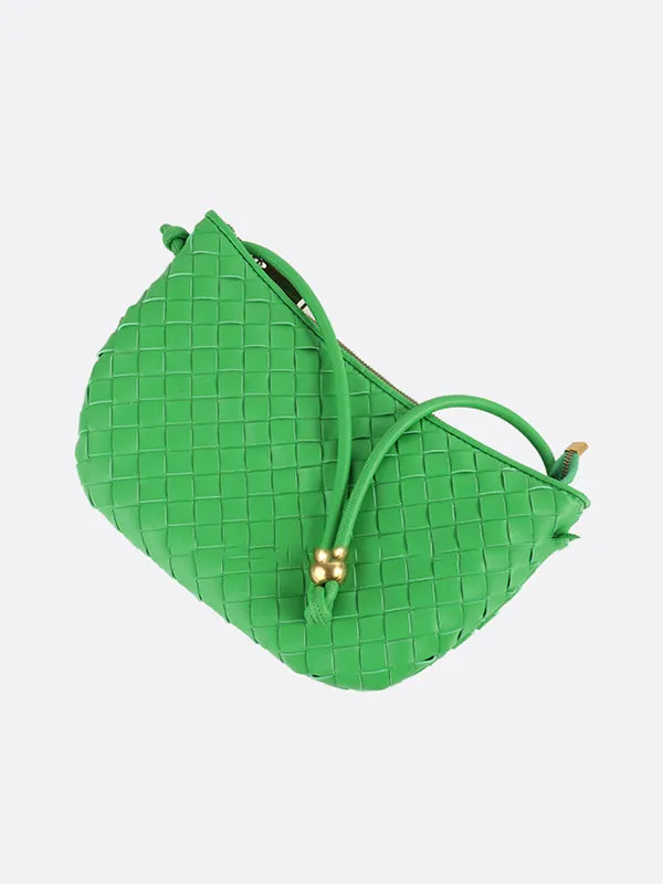 Geometric Split-Joint Woven Zipper Bags Handbags