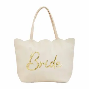 Jute Scallop Tote - Bride