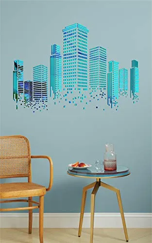 KC Decor Blue Mirror Acrylic Building Wall Sticker self Adhesive for Home Decor (Mirror Acrylic )