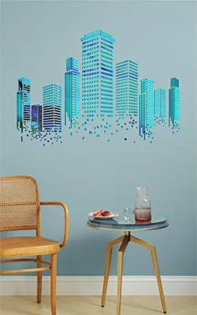 KC Decor Blue Mirror Acrylic Building Wall Sticker self Adhesive for Home Decor (Mirror Acrylic )