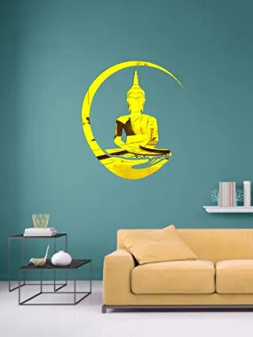 KC Decor Golden Mirror Acrylic Buddha Wall Sticker self Adhesive for Home Decor (Mirror Acrylic )