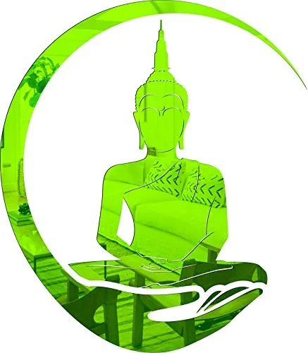 KC Decor Green Mirror Acrylic Buddha Wall Sticker self Adhesive for Home Decor (Mirror Acrylic )