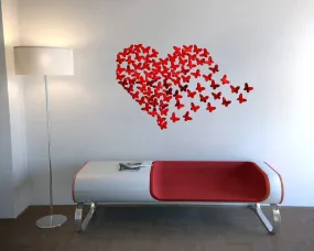 KC Decor red Mirror Acrylic Acrylic Heart Butterfly Wall Sticker self Adhesive for Home Decor (Mirror Acrylic )