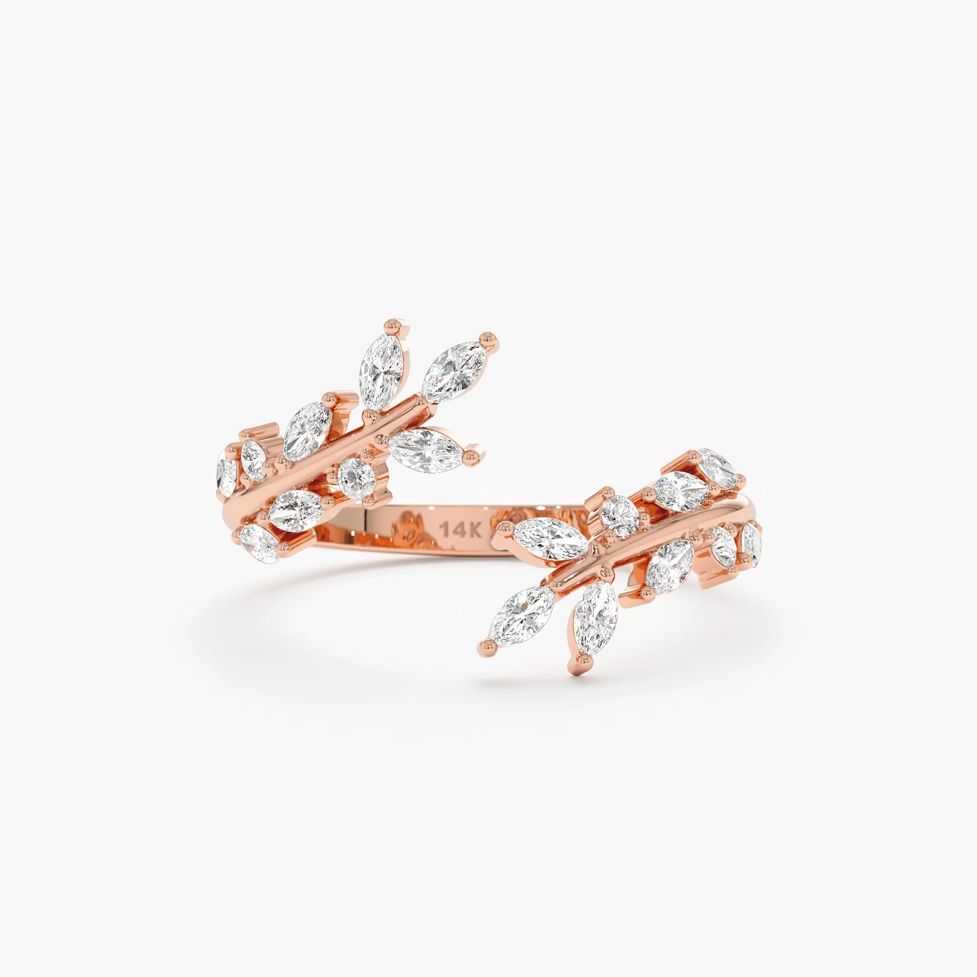 Marquise Diamond Open Leaf Ring, Zuna