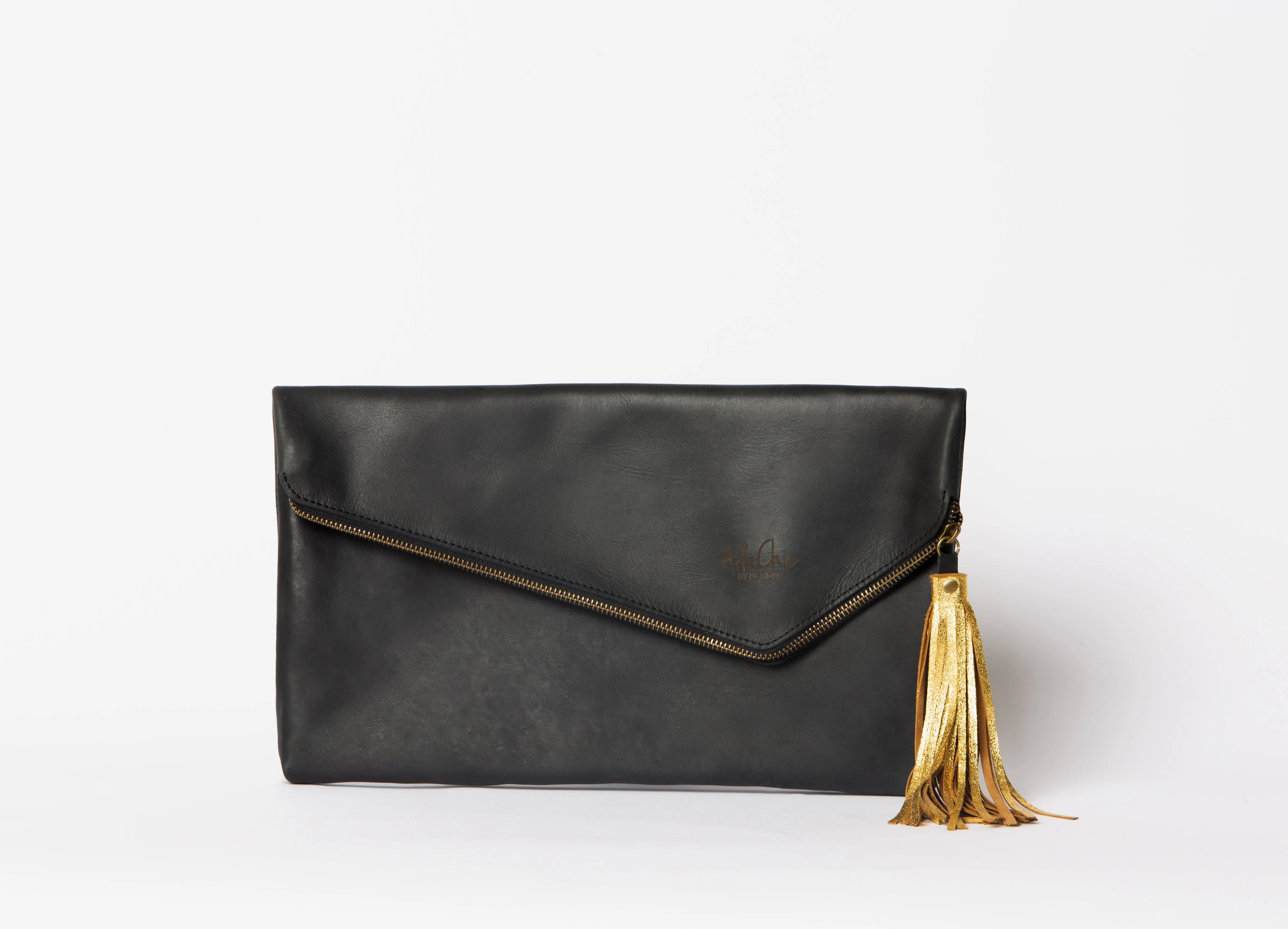 Mila Leather Clutch with Metallic Tassle