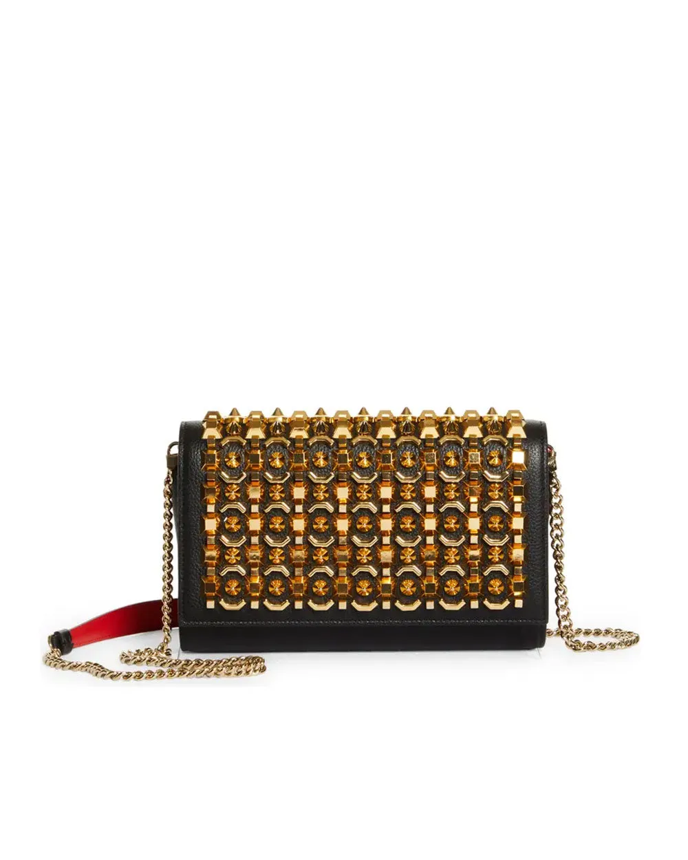 Paloma Embellished Leather Clutch in Black and Gold