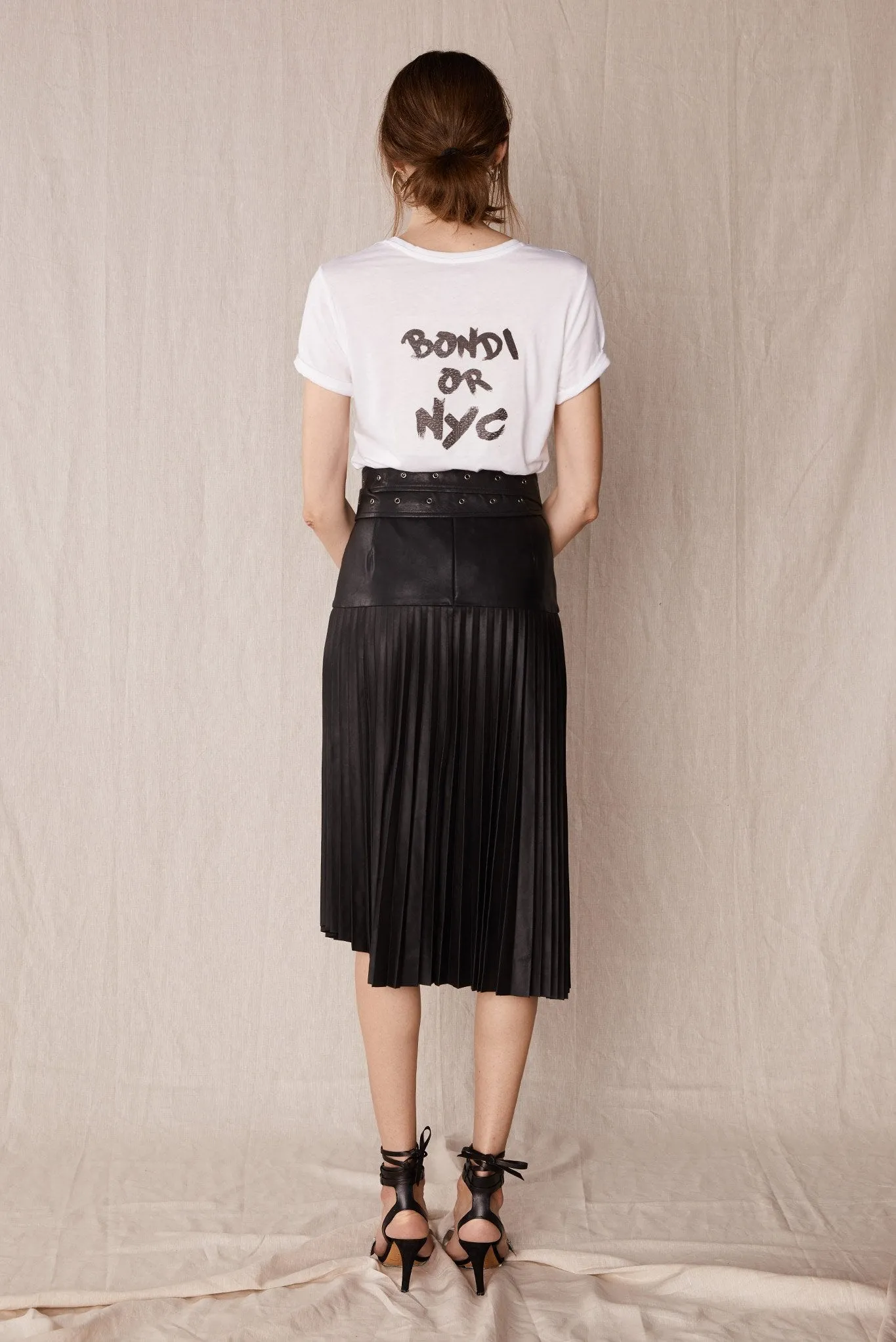 Park Avenue Pleated Skirt Black Leather