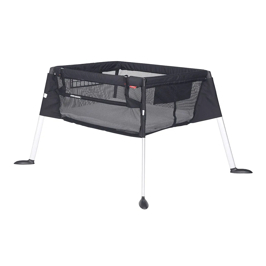 phil&teds Traveller v5 (Black) Portable Baby Travel Cot with Bassinet & Co-Sleeper Accessory