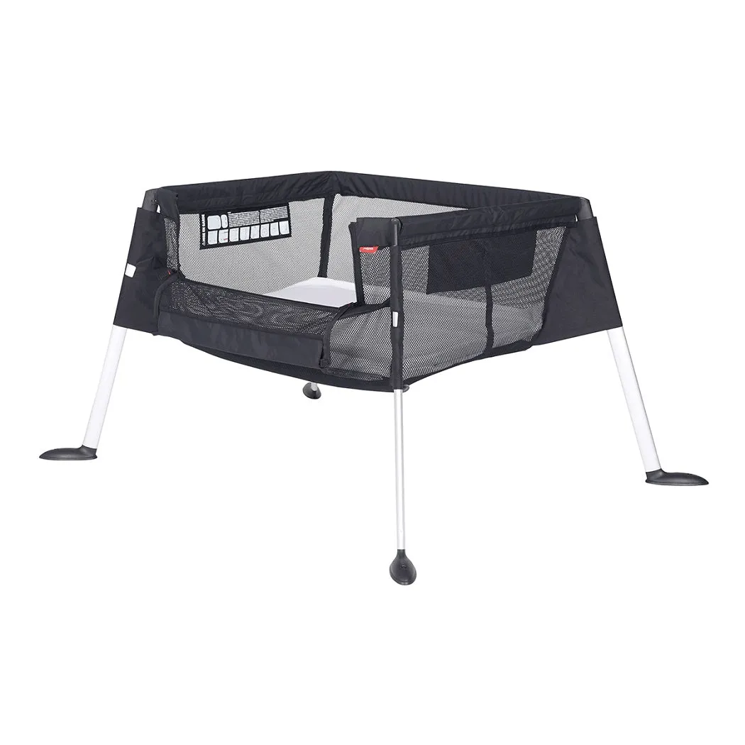 phil&teds Traveller v5 (Black) Portable Baby Travel Cot with Bassinet & Co-Sleeper Accessory