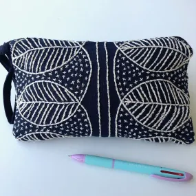 Small Indigo embroidered Clutch Bag - Hmong fabric wristlet