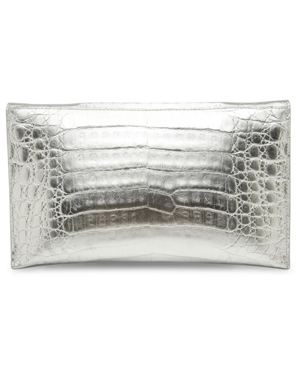 Sofia Crocodile Clutch in Metallic Silver