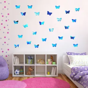 Sticker Hub Acrylic Beautiful Butterflies 3D Mirror Wall Sticker (Blue)