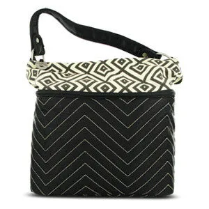 Travelon Quilted Nylon Zip-Top Train Case - Black/Geometric Pattern