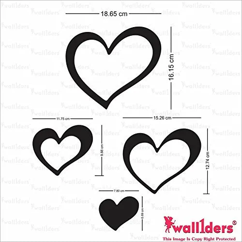 Wall1ders 12 Lovely Hearts, Mirror Stickers for Wall, Acrylic Mirror Wall Decor Sticker, Wall Mirror Stickers, Acrylic Stickers, Wall Stickers for Hall Room, Bed Room, Kitchen. (Silver)