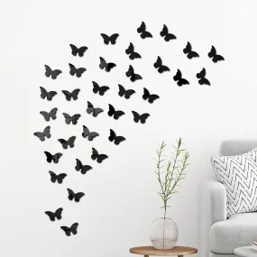 Wall1ders 40 Cut Butterfly Black, Mirror Stickers for Wall, Acrylic Mirror Wall Decor Sticker, Wall Mirror Stickers, Acrylic Stickers, Wall Stickers for Hall Room, Bed Room, Kitchen.