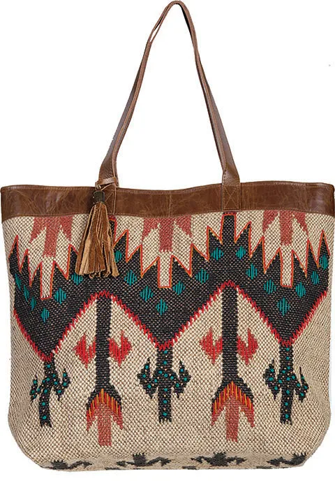 Western Shoulder Tote Geometric Print