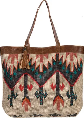 Western Shoulder Tote Geometric Print