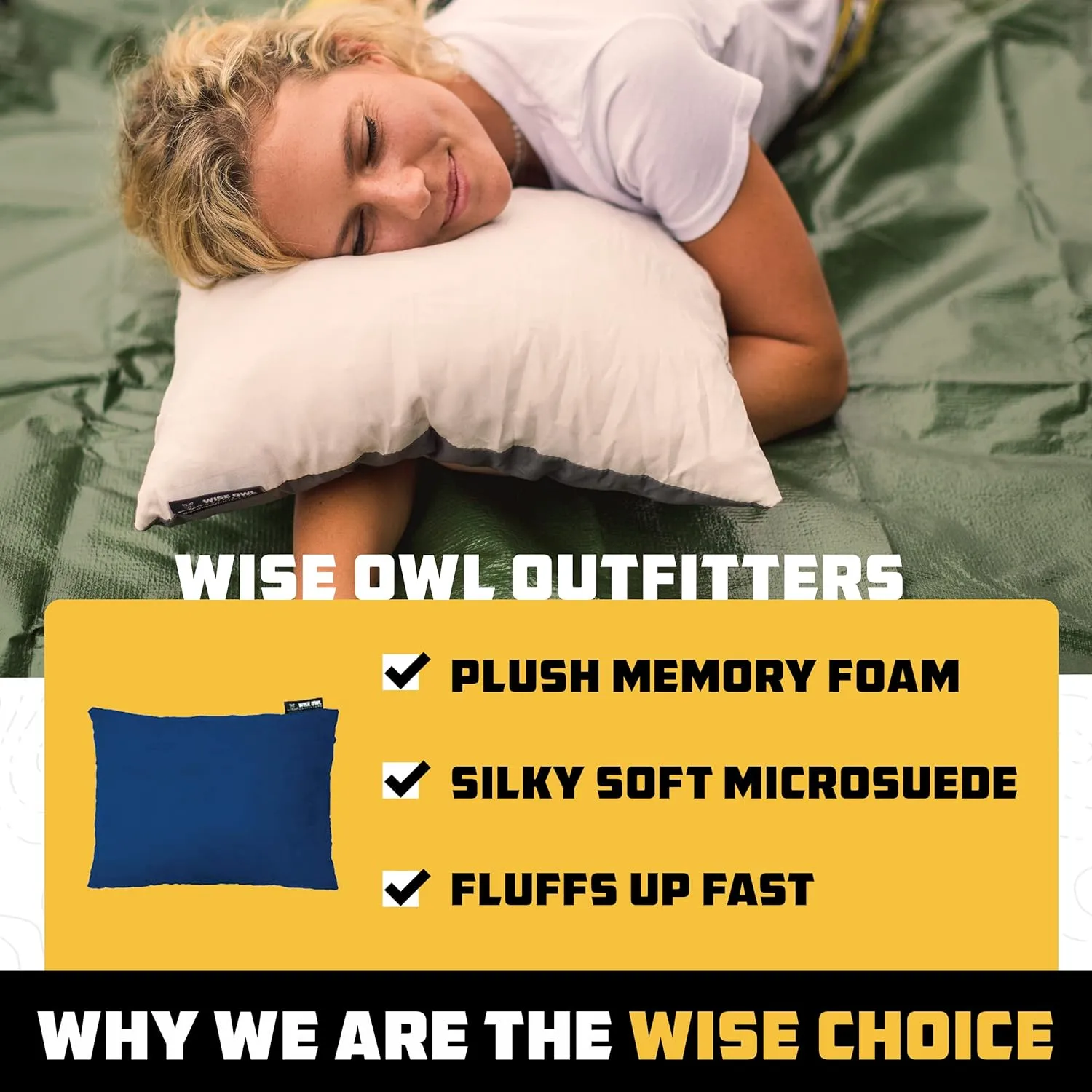 Wise Owl Outfitters Medium Green Travel Pillow, 2 Pack