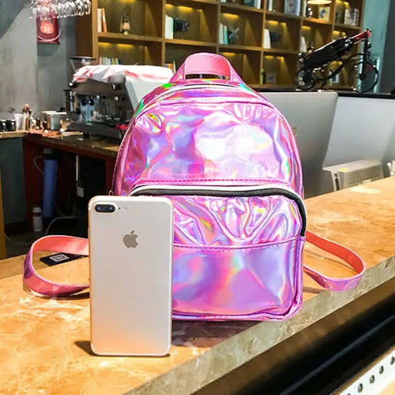 Women's Casual Waterproof Holographic Backpack