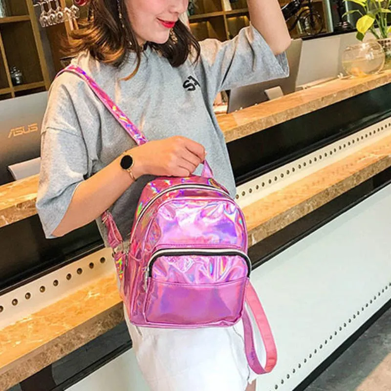 Women's Casual Waterproof Holographic Backpack