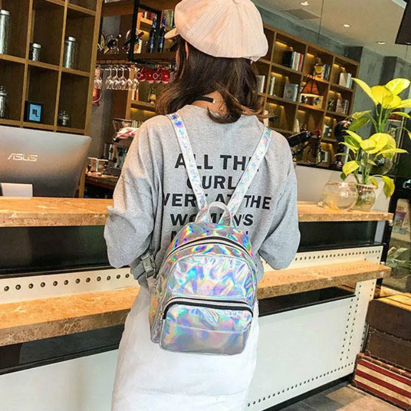 Women's Casual Waterproof Holographic Backpack