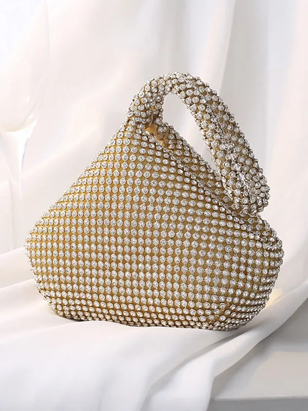 xakxx Geometric Rhine Stones Zipper Handbags