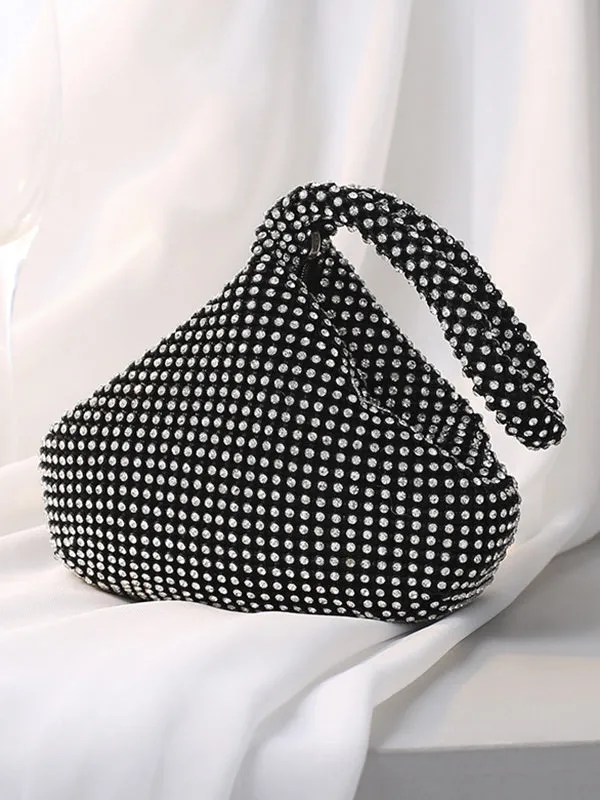 xakxx Geometric Rhine Stones Zipper Handbags