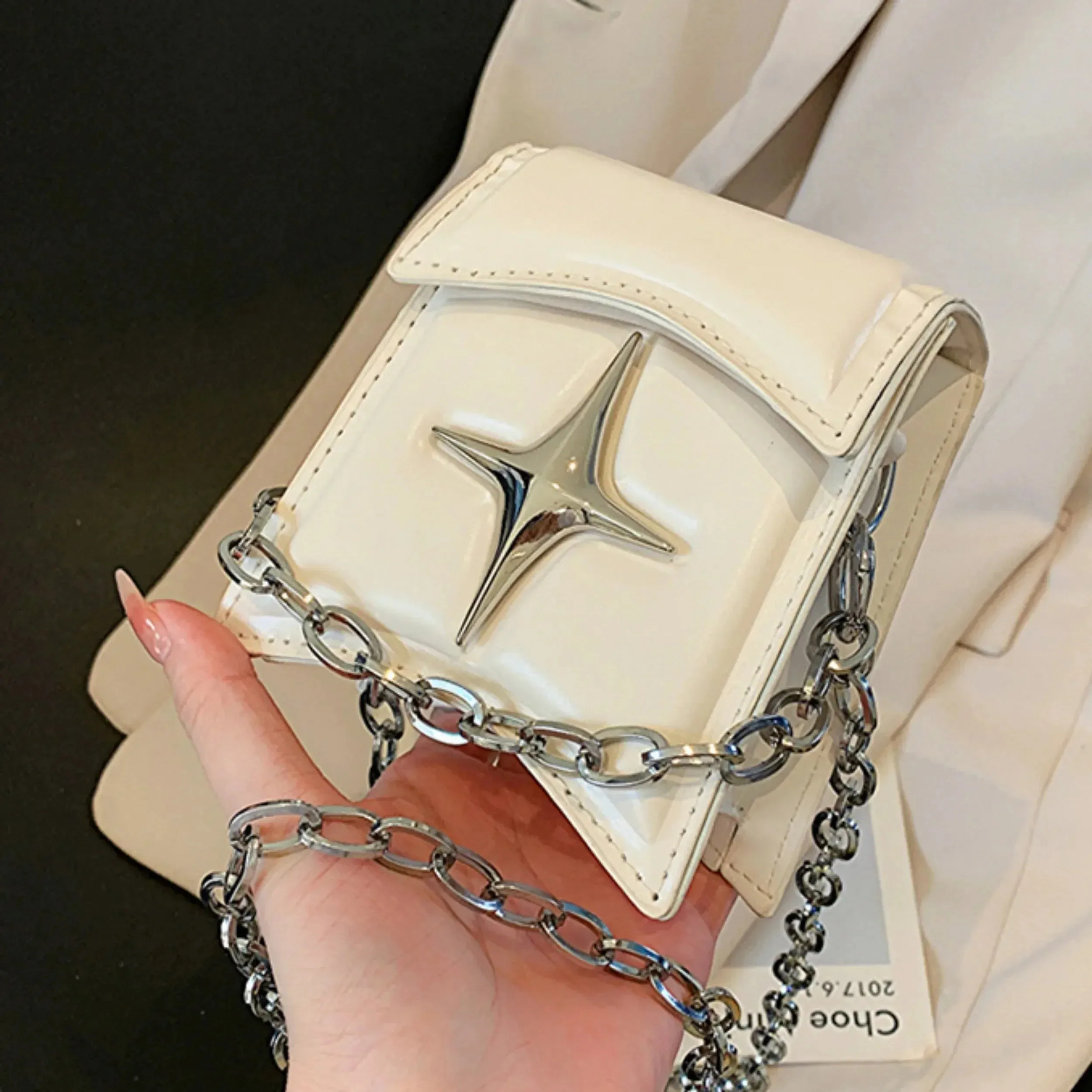 Y2K Gothic Small Leather PU Korean Cross Vintage Pink Chain Bag